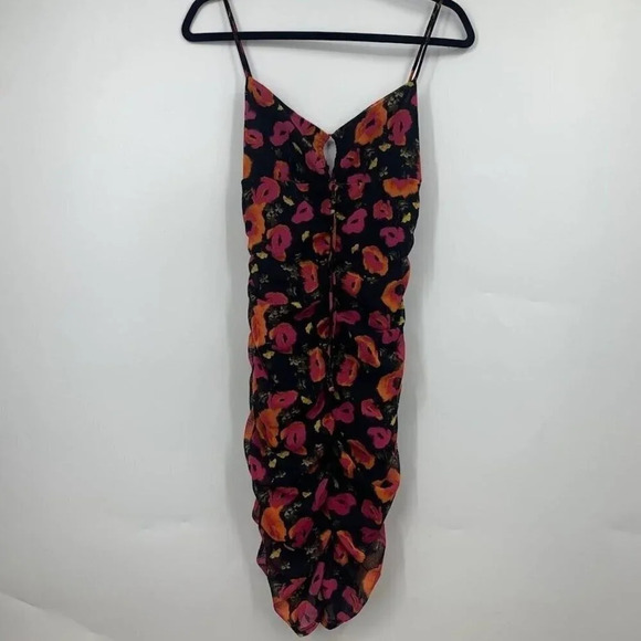 Nordstrom Bp Women's Keyhole Mesh Black Bombshell Floral Mini Dress Size M NWT - Picture 2 of 11